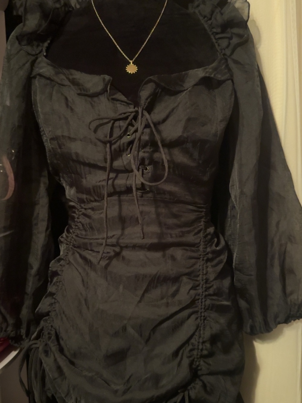 Miss Lola Black Lace-Up Mini Dress